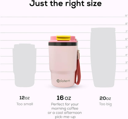 16oz Travel Tumbler - Double Wall Vacuum Insulated Tumbler with Lid & Straw - Leakproof Stainless Steel Tumbler Cup for Water, Iced Tea or Coffee, Smoothie, Cold & Hot Drinks, Sports, Work, Car & Gym