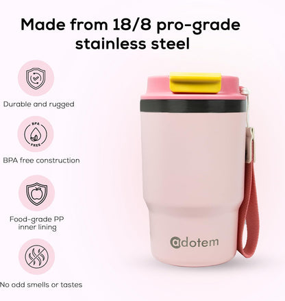16oz Travel Tumbler - Double Wall Vacuum Insulated Tumbler with Lid & Straw - Leakproof Stainless Steel Tumbler Cup for Water, Iced Tea or Coffee, Smoothie, Cold & Hot Drinks, Sports, Work, Car & Gym