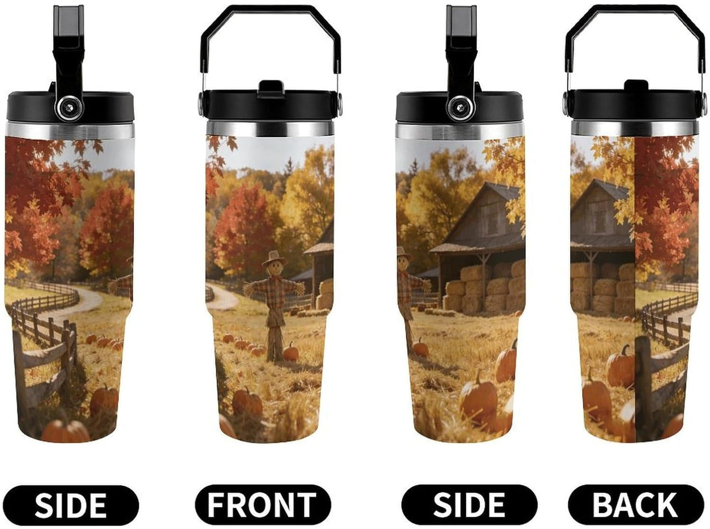 Autumn Field Watchman Water Bottle 30 Oz Stainless Steel Tumbler with Leakproof Lid Double Wall Travel Coffee Mug Vacuum Insulated Cup with Handle Cupholder Compatible for Travel