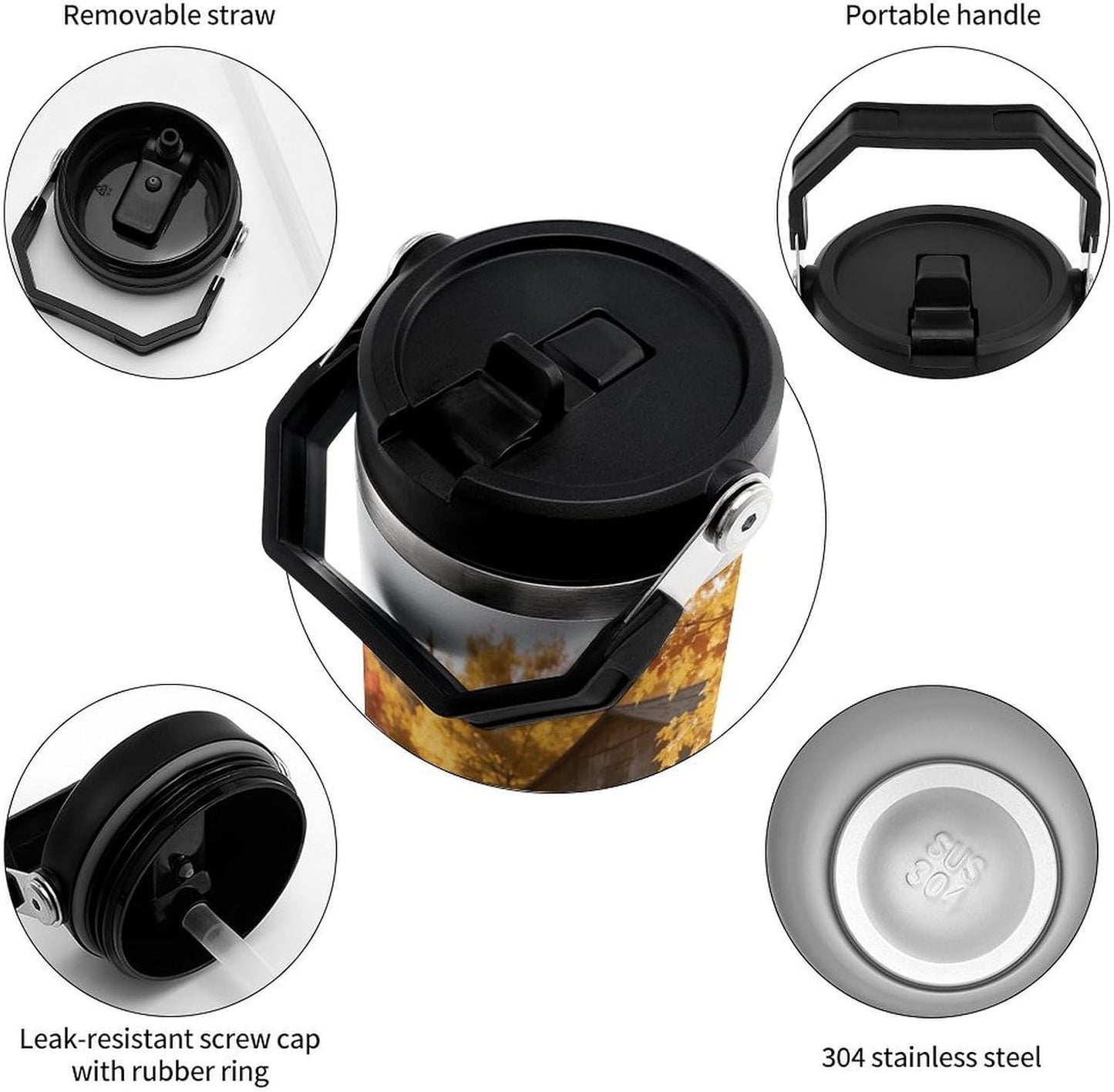 Autumn Field Watchman Water Bottle 30 Oz Stainless Steel Tumbler with Leakproof Lid Double Wall Travel Coffee Mug Vacuum Insulated Cup with Handle Cupholder Compatible for Travel