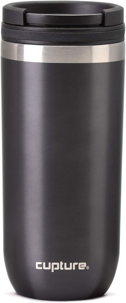 TWIST-TOP Vacuum-Insulated Stainless Steel Travel Mug, 16 oz, Gunmetal Gray