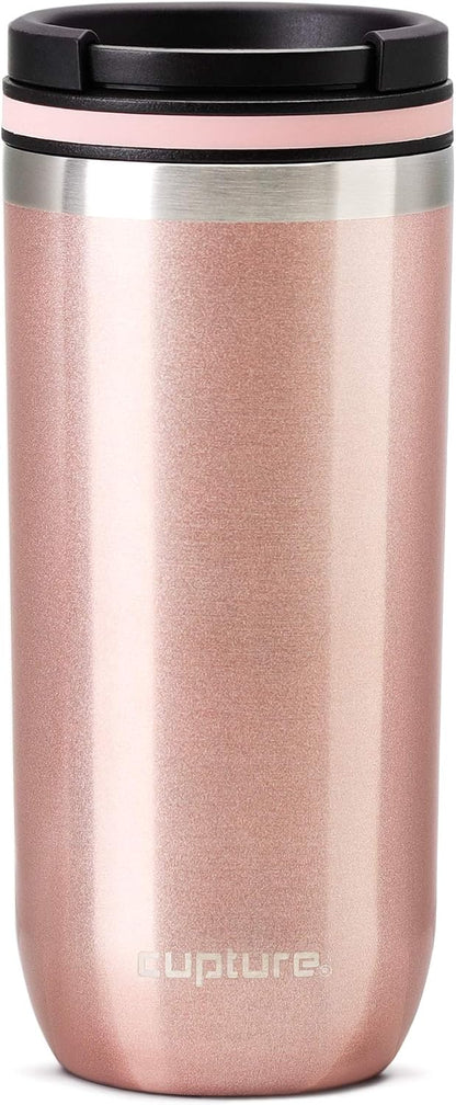 TWIST-TOP Vacuum-Insulated Stainless Steel Travel Mug, 16 oz, Gunmetal Gray