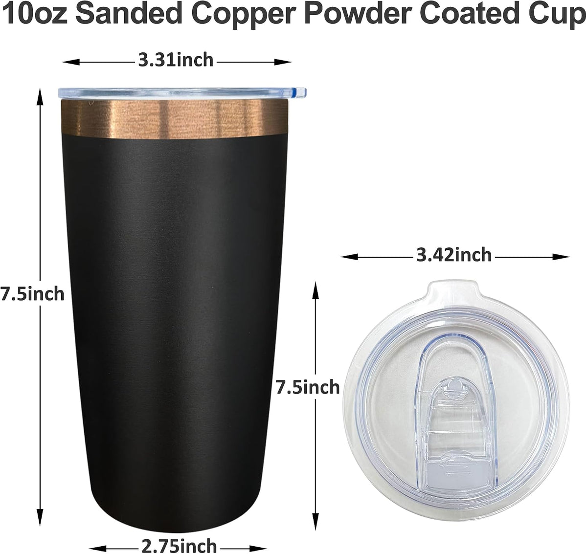 10 oz Coffee Tumbler Travel Coffee Mug,Black,1 Pack | Double Wall Vacuum Insulated,Stainless Steel Tumbler with Lid,Powder Coated Cup,Laser Engrave,for Hot and Cold Drinks,Outdoor