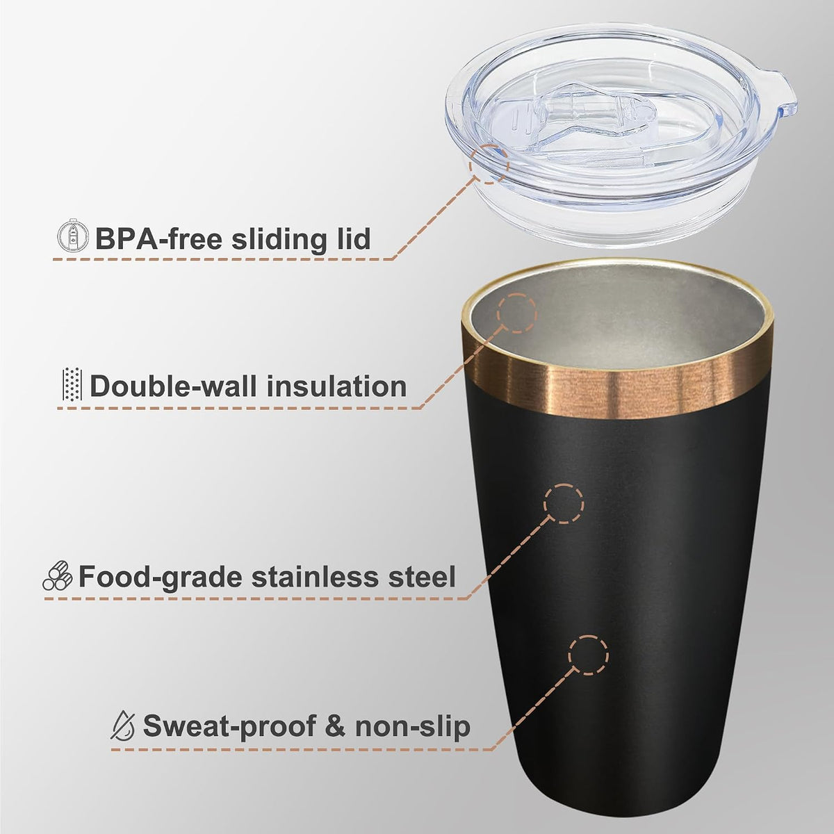 10 oz Coffee Tumbler Travel Coffee Mug,Black,1 Pack | Double Wall Vacuum Insulated,Stainless Steel Tumbler with Lid,Powder Coated Cup,Laser Engrave,for Hot and Cold Drinks,Outdoor