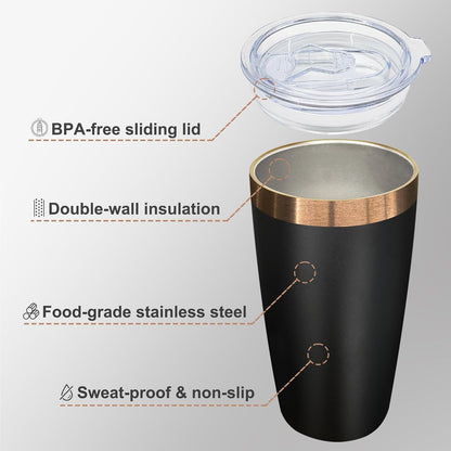 10 oz Coffee Tumbler Travel Coffee Mug,Black,1 Pack | Double Wall Vacuum Insulated,Stainless Steel Tumbler with Lid,Powder Coated Cup,Laser Engrave,for Hot and Cold Drinks,Outdoor