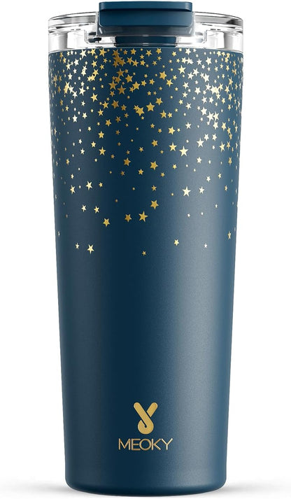 24 oz Insulated Travel Coffee Mug: Leak Proof Lid, Night | Stainless Steel Coffee Tumbler, Keeps Hot for 8 Hours or Cold for 24 Hours, Fits in Car Cup Holder, BPA Free