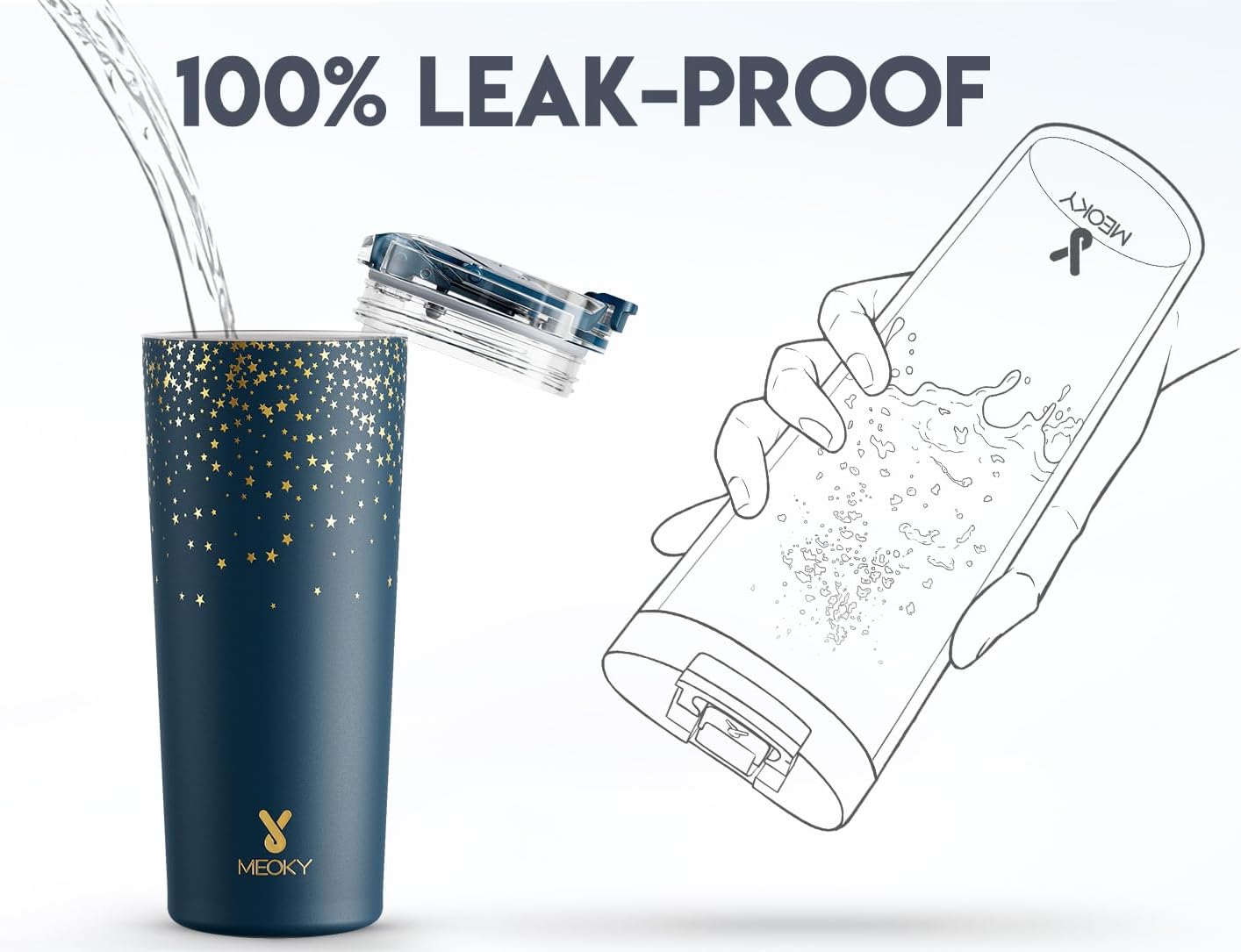 24 oz Insulated Travel Coffee Mug: Leak Proof Lid, Night | Stainless Steel Coffee Tumbler, Keeps Hot for 8 Hours or Cold for 24 Hours, Fits in Car Cup Holder, BPA Free