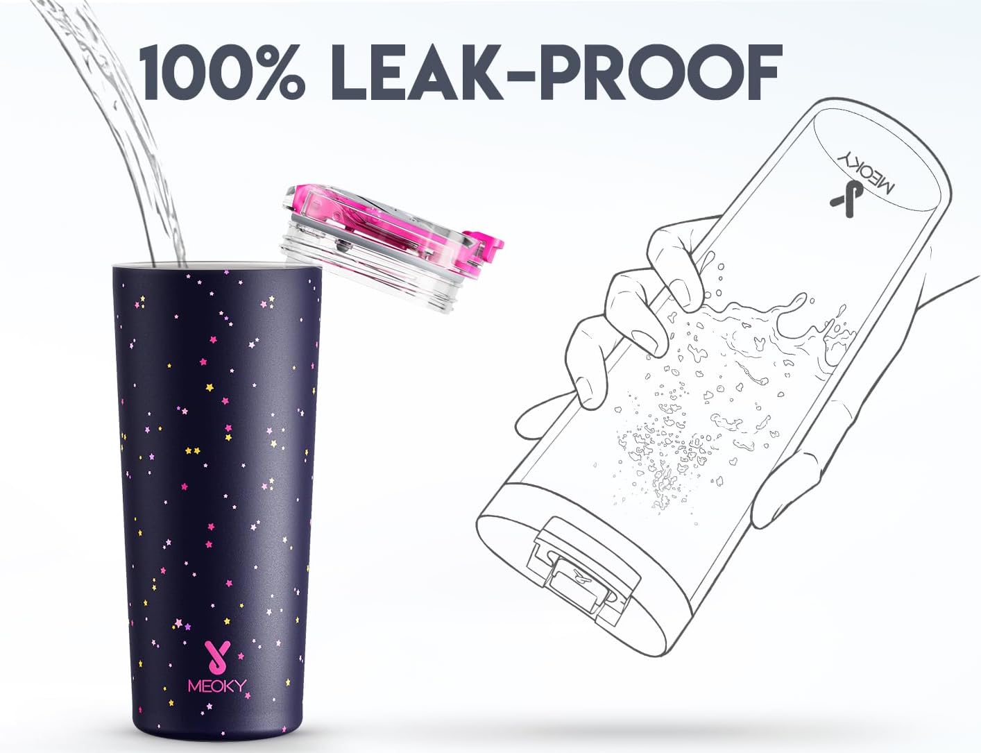 24 oz Insulated Travel Coffee Mug: Leak Proof Lid, Night | Stainless Steel Coffee Tumbler, Keeps Hot for 8 Hours or Cold for 24 Hours, Fits in Car Cup Holder, BPA Free