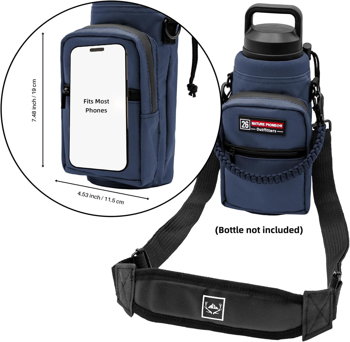 26-128 oz Insulated Water Bottle Carrier Holder with Strap
