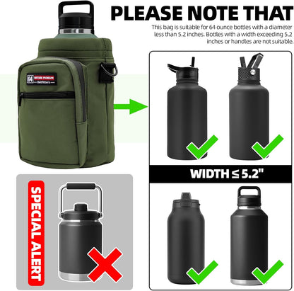 26-128 oz Insulated Water Bottle Carrier Holder with Strap