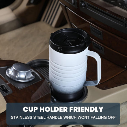 24 oz Travel Mug, Stainless Double Wall Vacuum Insulated Tumbler with Handle & Spill Proof Twist On Flip Lid and Wide Mouth, BPA Free (Navy Blue)