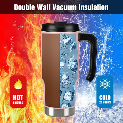 24 oz Travel Mug, Stainless Double Wall Vacuum Insulated Tumbler with Handle & Spill Proof Twist On Flip Lid and Wide Mouth, BPA Free (Navy Blue)