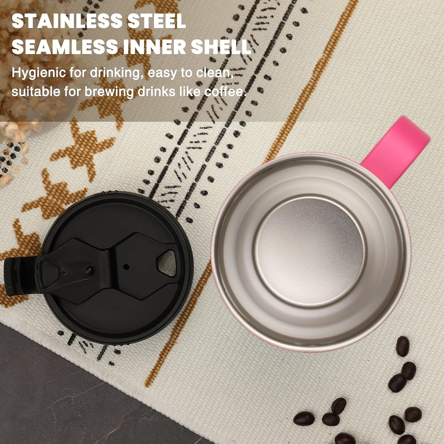 24 oz Travel Mug, Stainless Double Wall Vacuum Insulated Tumbler with Handle & Spill Proof Twist On Flip Lid and Wide Mouth, BPA Free (Navy Blue)