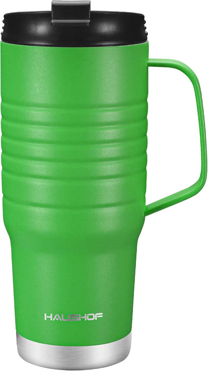 24 oz Travel Mug, Stainless Double Wall Vacuum Insulated Tumbler with Handle & Spill Proof Twist On Flip Lid and Wide Mouth, BPA Free (Navy Blue)