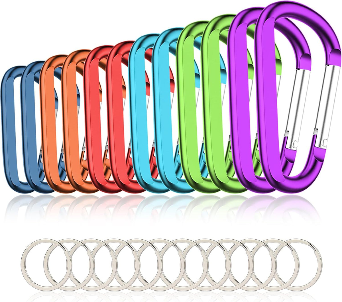 Carabiner Caribeaner Clip,3" Large Aluminum D Ring Shape Carabeaner with Keyring Keychain Hook
