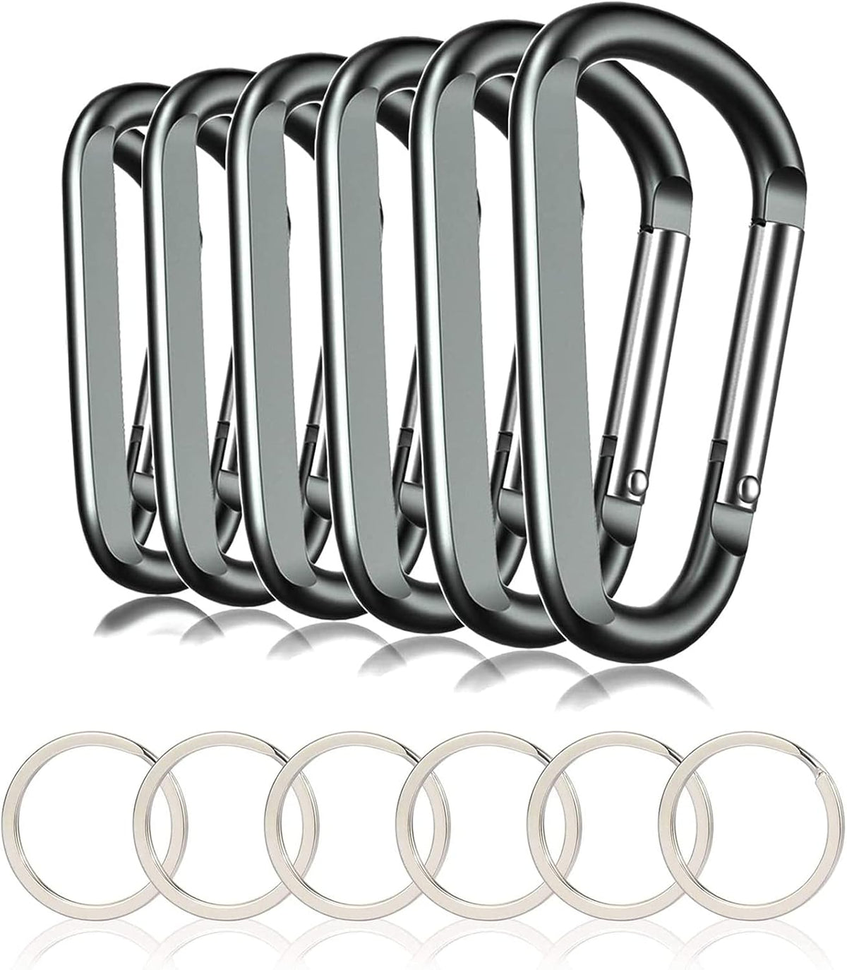 Carabiner Caribeaner Clip,3" Large Aluminum D Ring Shape Carabeaner with Keyring Keychain Hook