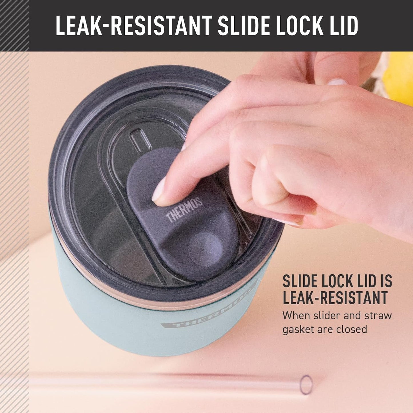 Stainless Steel Cup Holder Mug - 40 Ounce, Granite - Insulated Tumbler with Lid and Straw, Plus Leak-Resistant Slide Lock