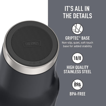 Stainless Steel Cup Holder Mug - 40 Ounce, Granite - Insulated Tumbler with Lid and Straw, Plus Leak-Resistant Slide Lock