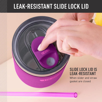 Stainless Steel Cup Holder Mug - 40 Ounce, Granite - Insulated Tumbler with Lid and Straw, Plus Leak-Resistant Slide Lock