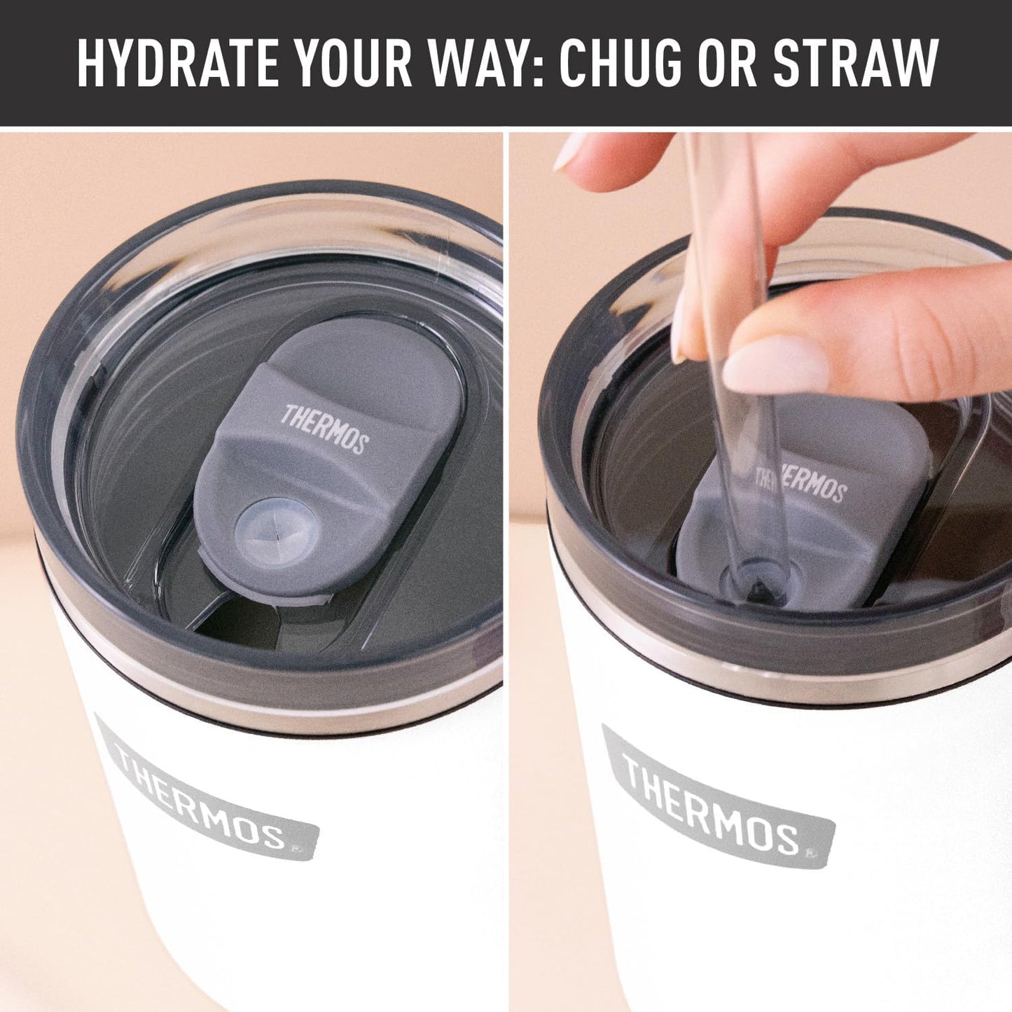 Stainless Steel Cup Holder Mug - 40 Ounce, Granite - Insulated Tumbler with Lid and Straw, Plus Leak-Resistant Slide Lock