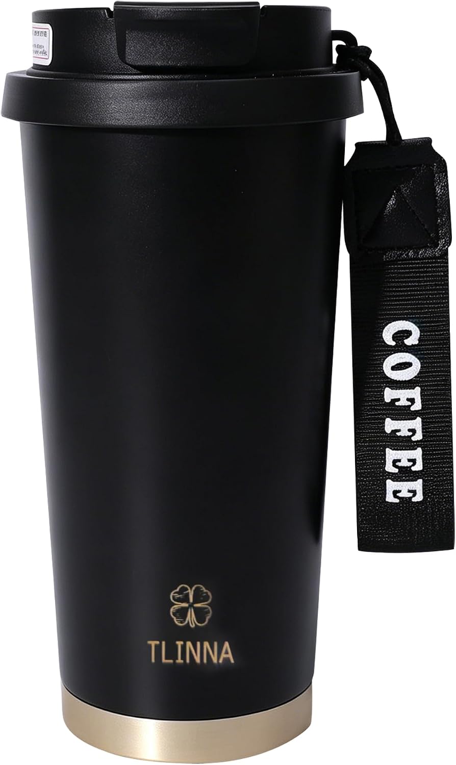 [2-IN-1 LID] Travel Mug,Coffe mug,Coffe cup,Ceramic coating Lined,316 Stainless Steel,BPA Free,Vacuum Insulated Tumbler for Water, Iced Tea or Coffee, Smoothie and More (Peony-White, 18 Onuces)