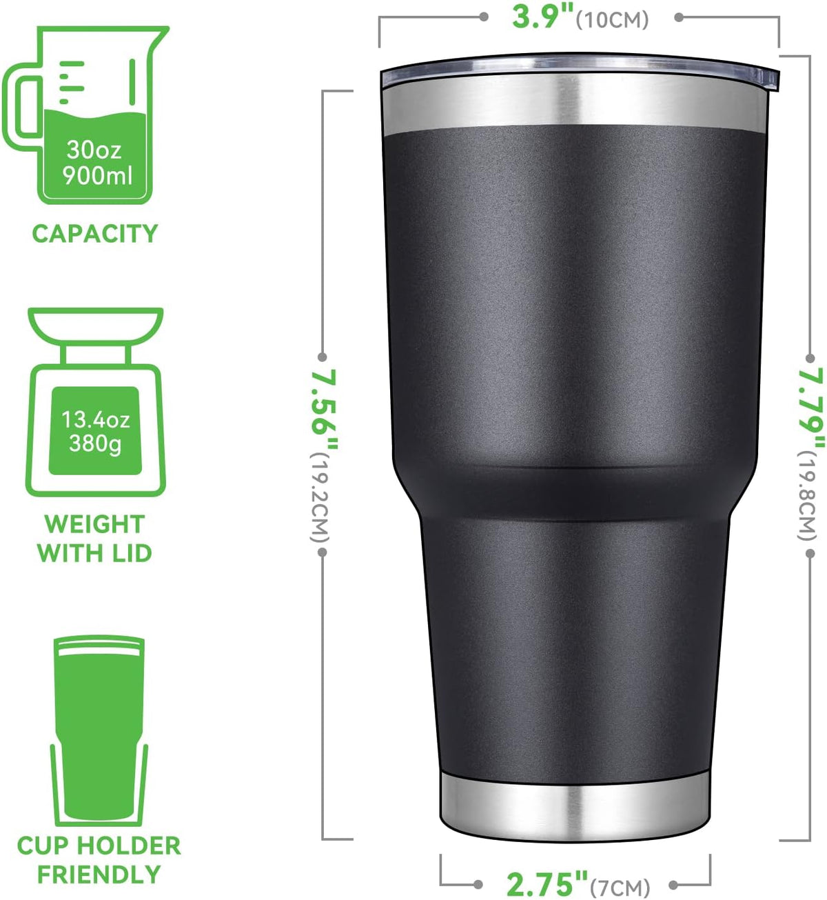 DOMICARE 30 oz Tumbler with Lid and Straw, Stainless Steel Tumblers Bulk, Insulated Vacuum Double Wall Travel Coffee Mug, Durable Powder Coated Tumbler Cup (Stainless Steel, 1)