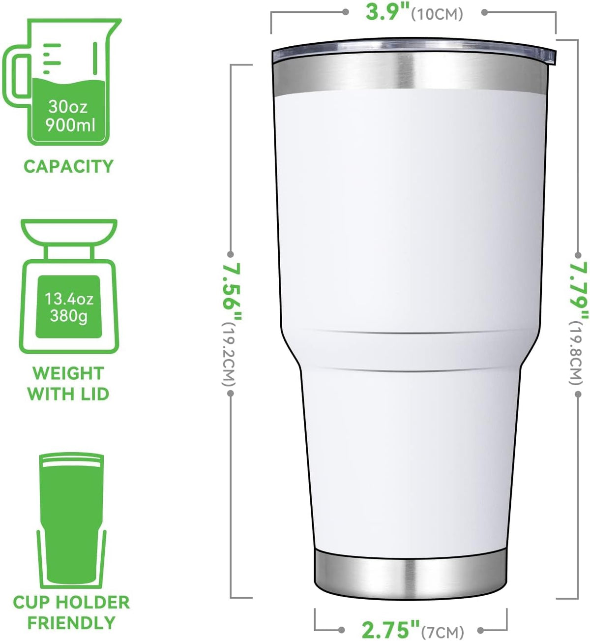 DOMICARE 30 oz Tumbler with Lid and Straw, Stainless Steel Tumblers Bulk, Insulated Vacuum Double Wall Travel Coffee Mug, Durable Powder Coated Tumbler Cup (Stainless Steel, 1)