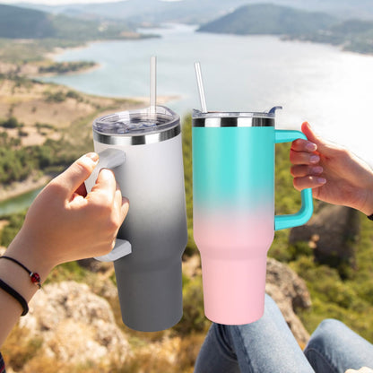 40 oz Tumbler with Handle and Straw Stainless Steel Insulated Tumbler Leak Proof Lid and Straw Lid Reusable Travel Mug Coffee Mug Cup Dishwasher Safe Keep Drinks Cold and Hot (Pink Dusk)