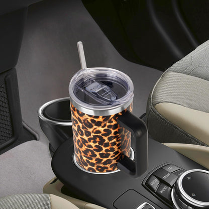 40 oz Tumbler with Handle and Straw Stainless Steel Insulated Tumbler Leak Proof Lid and Straw Lid Reusable Travel Mug Coffee Mug Cup Dishwasher Safe Keep Drinks Cold and Hot (Pink Dusk)