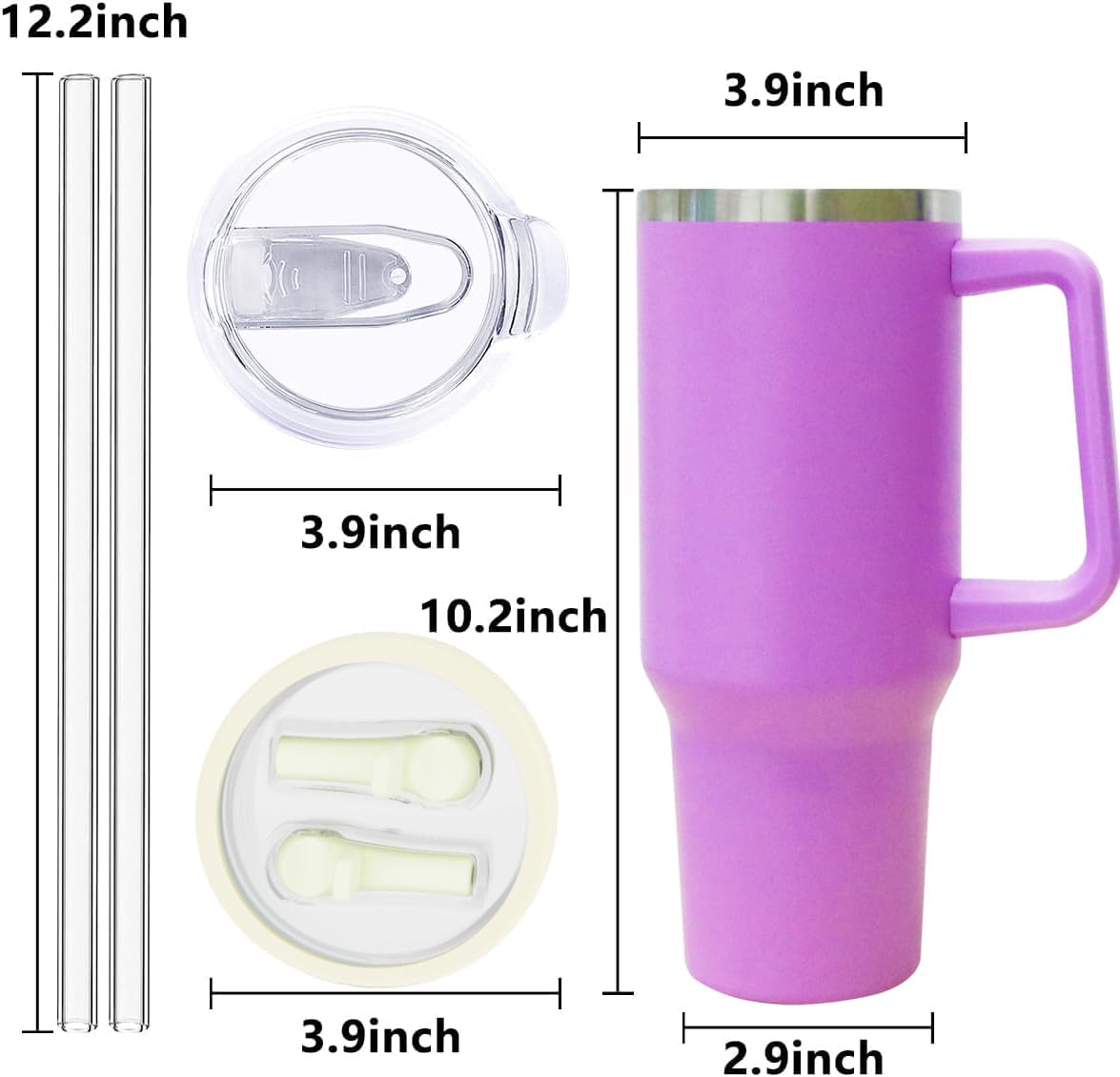 40 oz Tumbler with Handle and Straw Stainless Steel Insulated Tumbler Leak Proof Lid and Straw Lid Reusable Travel Mug Coffee Mug Cup Dishwasher Safe Keep Drinks Cold and Hot (Pink Dusk)