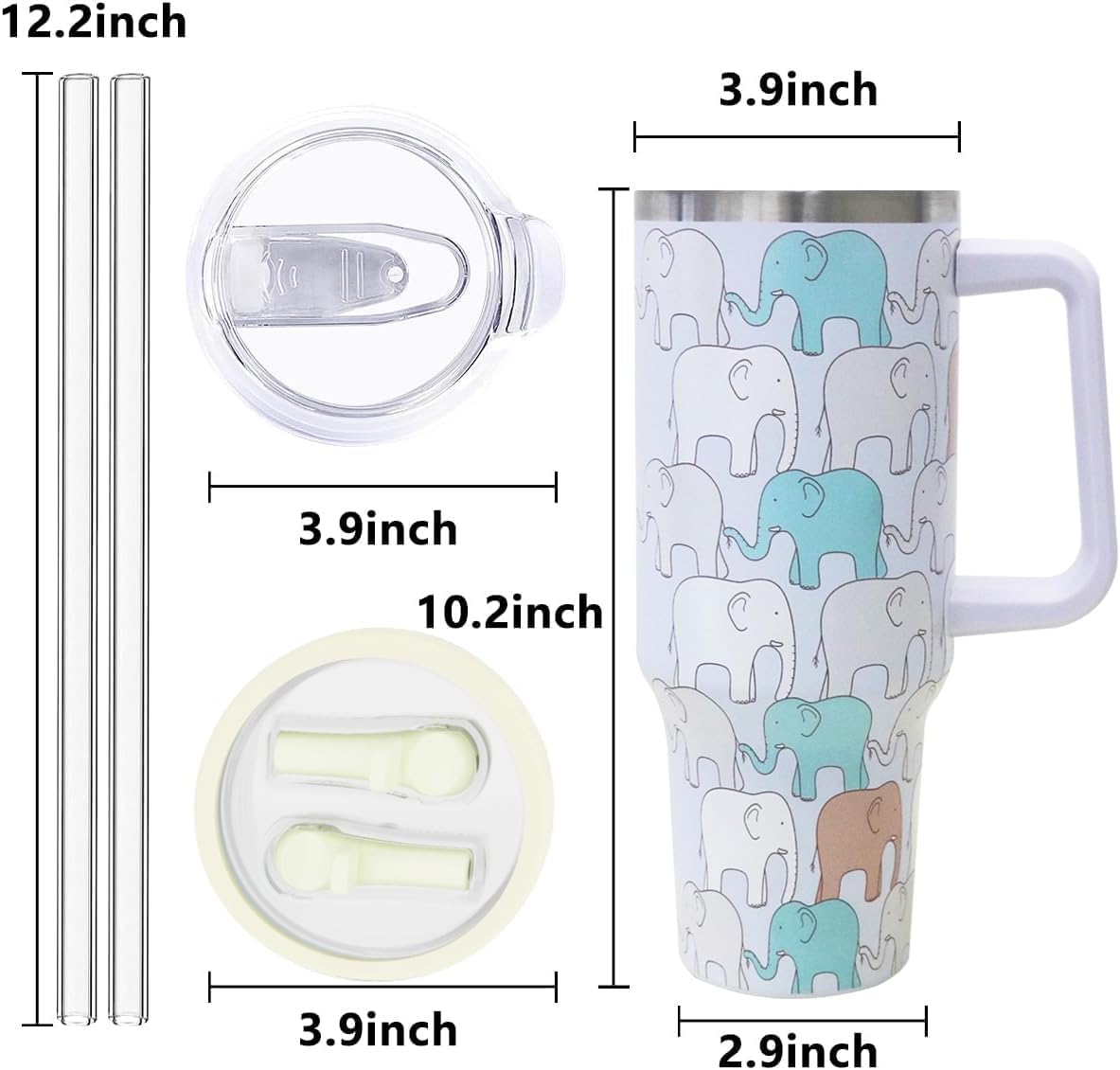 40 oz Tumbler with Handle and Straw Stainless Steel Insulated Tumbler Leak Proof Lid and Straw Lid Reusable Travel Mug Coffee Mug Cup Dishwasher Safe Keep Drinks Cold and Hot (Pink Dusk)
