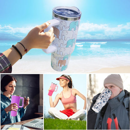 40 oz Tumbler with Handle and Straw Stainless Steel Insulated Tumbler Leak Proof Lid and Straw Lid Reusable Travel Mug Coffee Mug Cup Dishwasher Safe Keep Drinks Cold and Hot (Pink Dusk)
