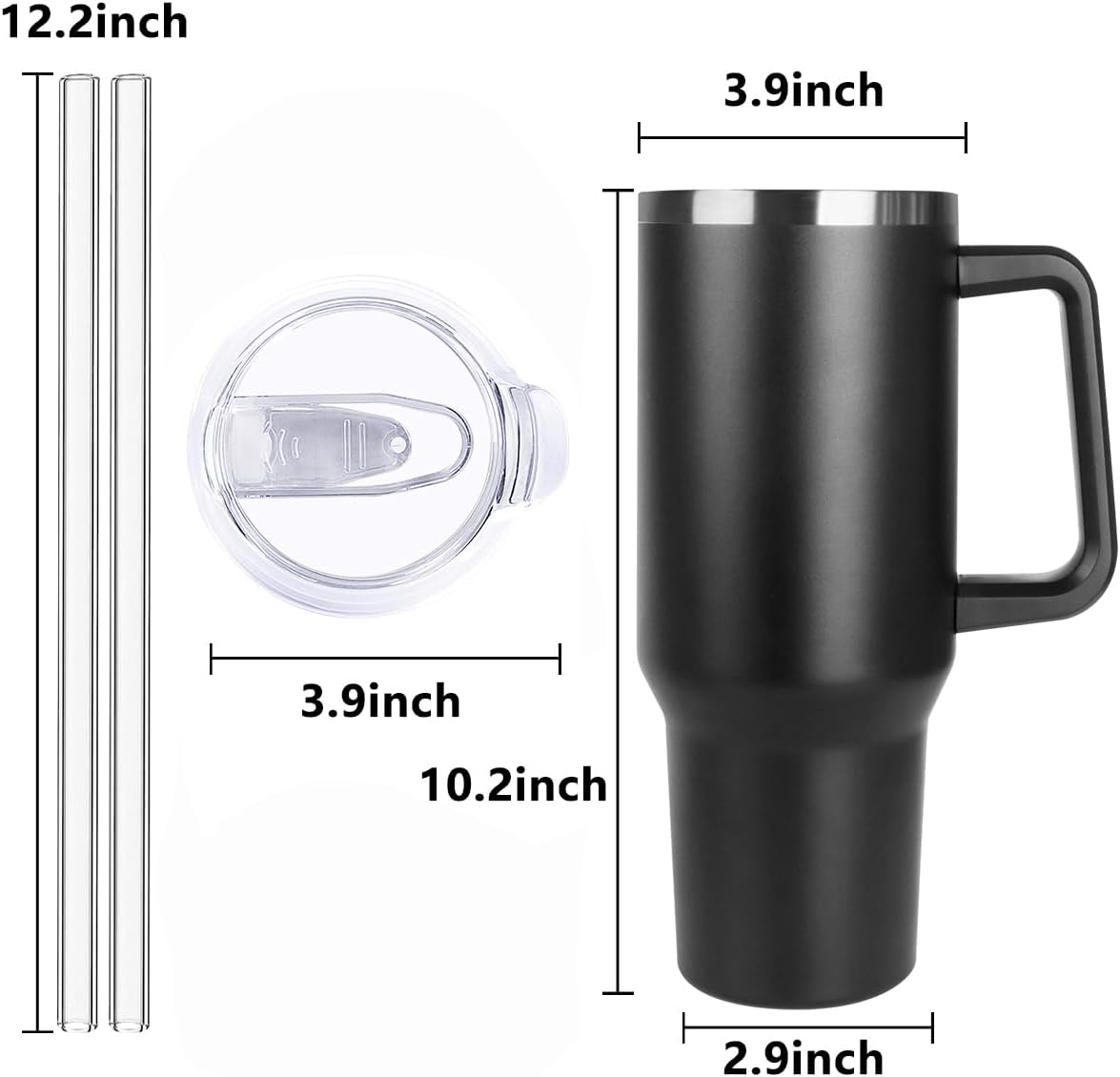 40 oz Tumbler with Handle and Straw Stainless Steel Insulated Tumbler Leak Proof Lid and Straw Lid Reusable Travel Mug Coffee Mug Cup Dishwasher Safe Keep Drinks Cold and Hot (Pink Dusk)