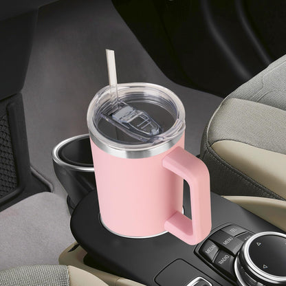 40 oz Tumbler with Handle and Straw Stainless Steel Insulated Tumbler Leak Proof Lid and Straw Lid Reusable Travel Mug Coffee Mug Cup Dishwasher Safe Keep Drinks Cold and Hot (Pink Dusk)