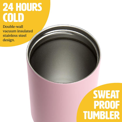 30oz Insulated Travel Tumbler, Leak-Proof Water Bottle, Double-Wall Stainless Steel Flask with Flip Straw Lid,Cup Holder Compatible with Easy Carry Handle, Cream