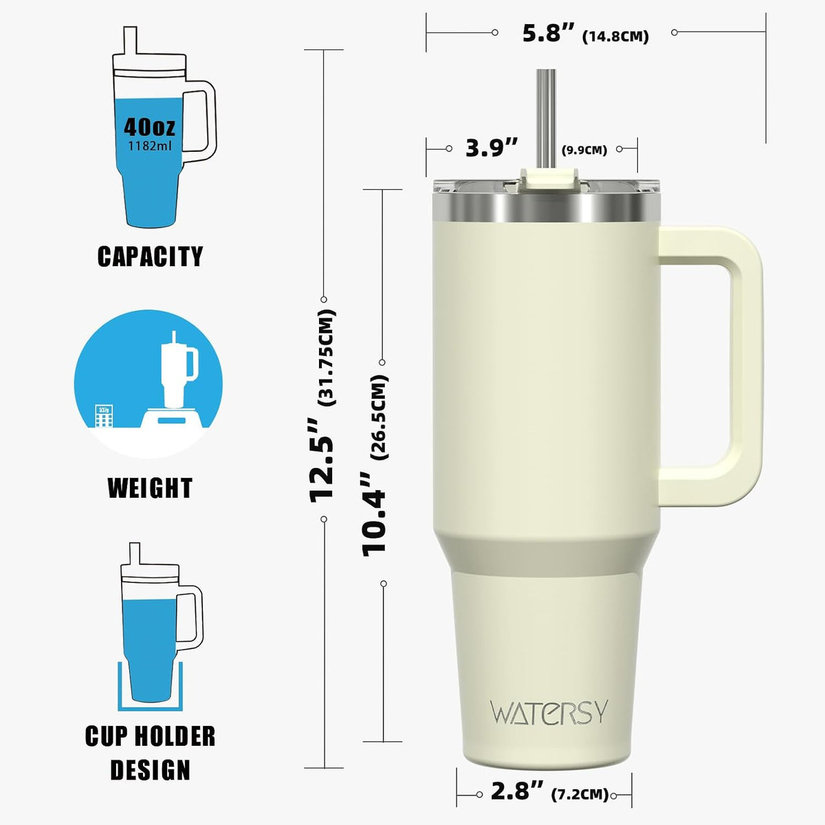 40 oz Tumbler with Handle,Tumbler with Lid and Straw,Double Wall Insulated Cup Stainless Steel Travel Mug(Cold for 34 Hours),Water Bottle for Iced Tea,Coffee,Cold Beverages(Purple)