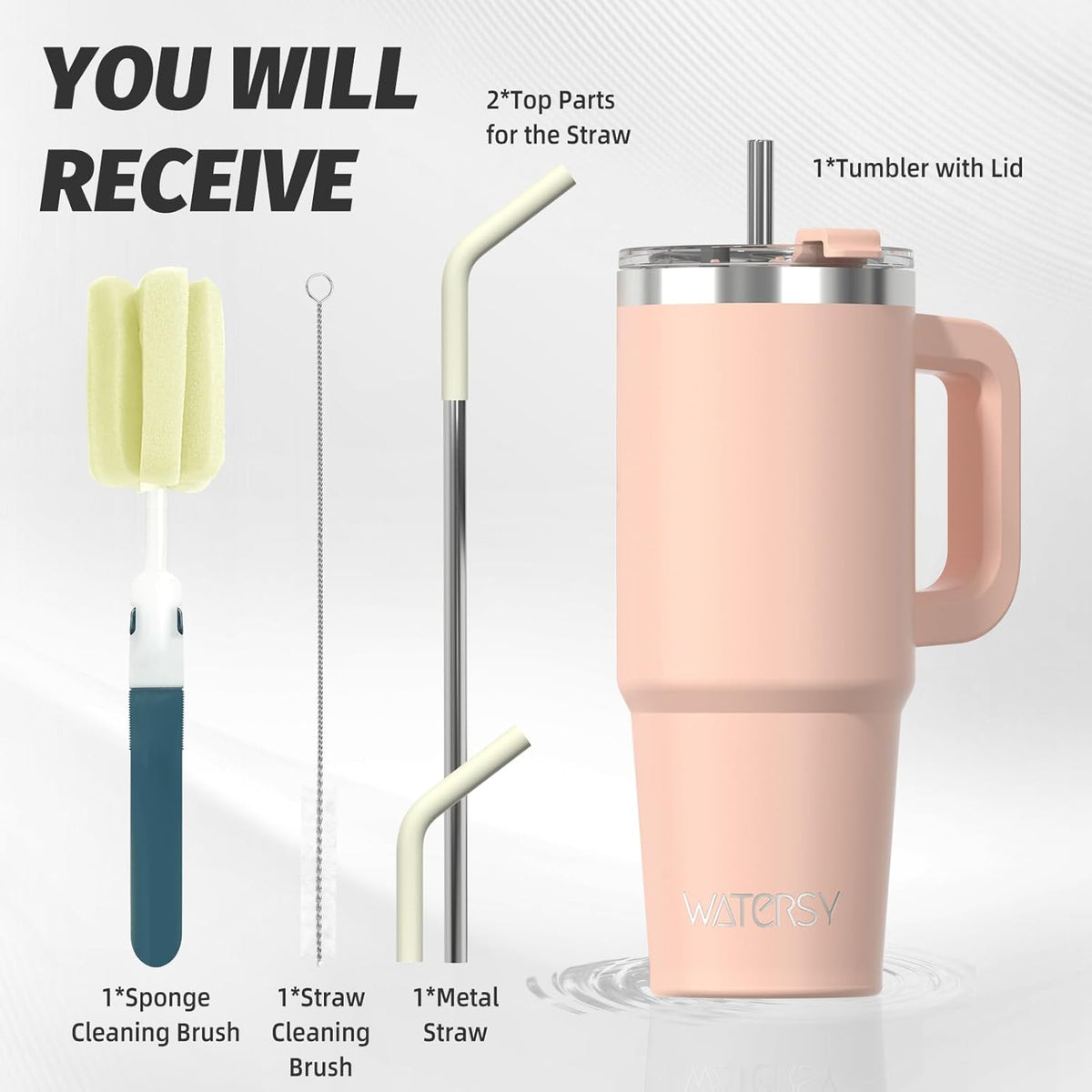 40 oz Tumbler with Handle,Tumbler with Lid and Straw,Double Wall Insulated Cup Stainless Steel Travel Mug(Cold for 34 Hours),Water Bottle for Iced Tea,Coffee,Cold Beverages(Purple)