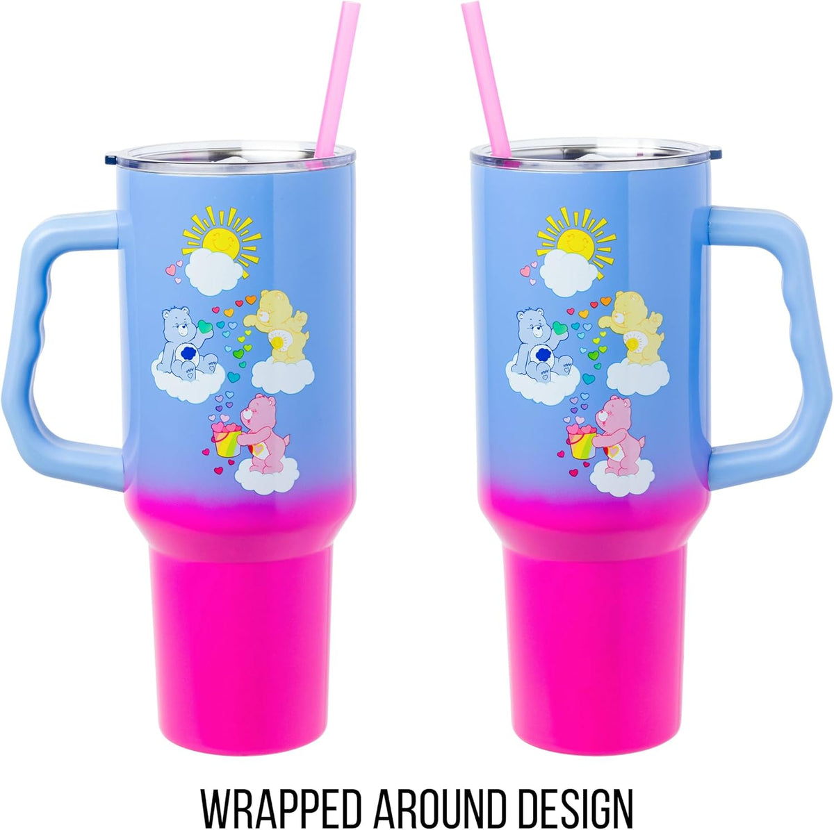 Betty Boop Core Cute Pose, Stainless Steel Tumbler, 40oz | Sitting, Hearts and Dots, Straw Cover Cap, Handle, Lid, Double Walled, Fits in Cup Holder, 1.18 Liters - Colors A