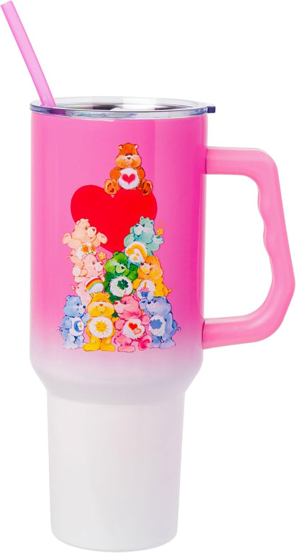 Betty Boop Core Cute Pose, Stainless Steel Tumbler, 40oz | Sitting, Hearts and Dots, Straw Cover Cap, Handle, Lid, Double Walled, Fits in Cup Holder, 1.18 Liters - Colors A