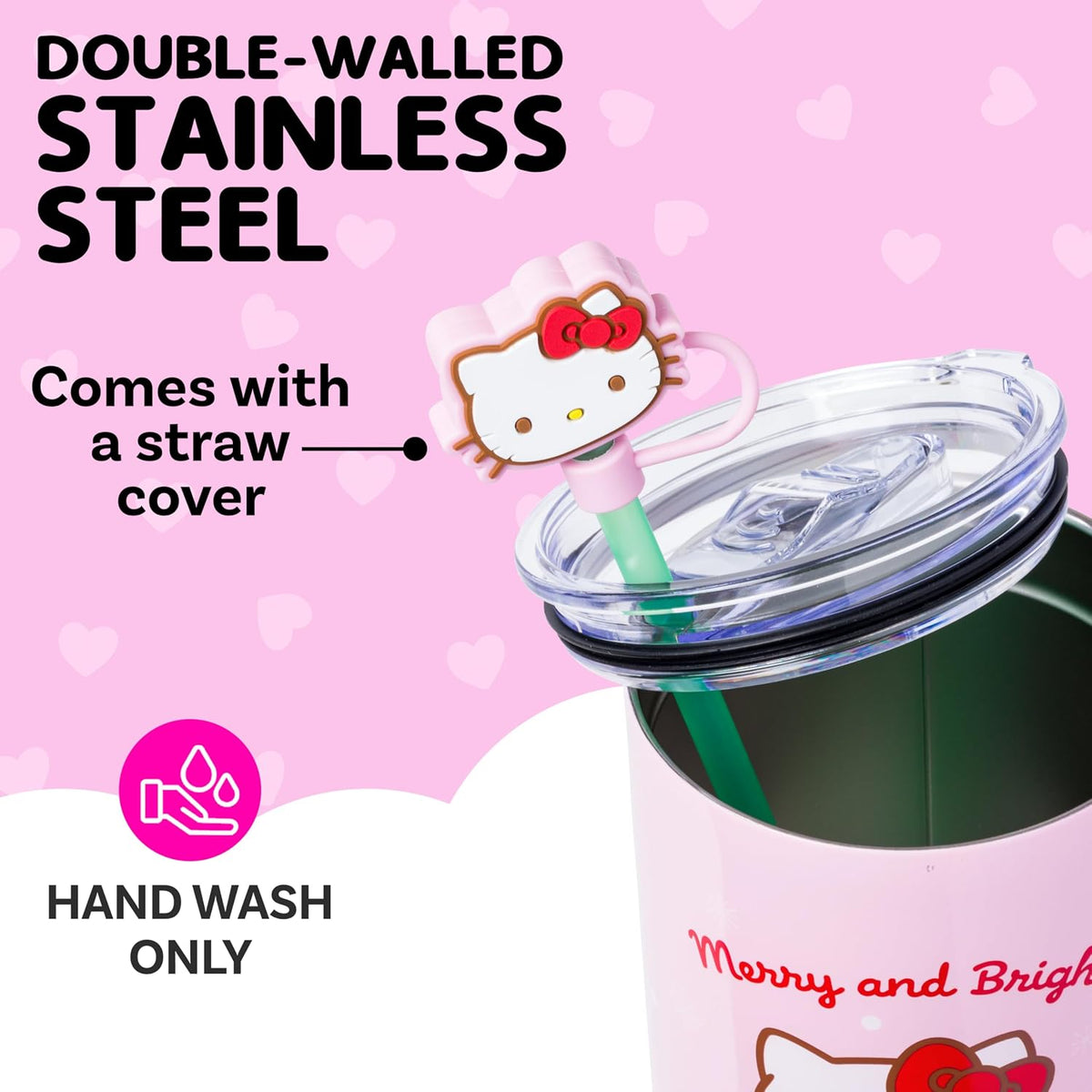 Betty Boop Core Cute Pose, Stainless Steel Tumbler, 40oz | Sitting, Hearts and Dots, Straw Cover Cap, Handle, Lid, Double Walled, Fits in Cup Holder, 1.18 Liters - Colors A