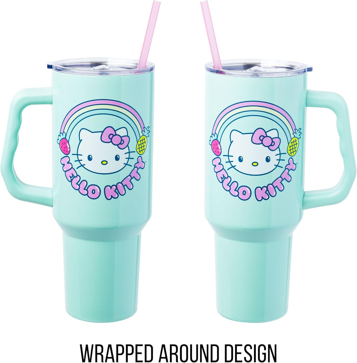 Betty Boop Core Cute Pose, Stainless Steel Tumbler, 40oz | Sitting, Hearts and Dots, Straw Cover Cap, Handle, Lid, Double Walled, Fits in Cup Holder, 1.18 Liters - Colors A
