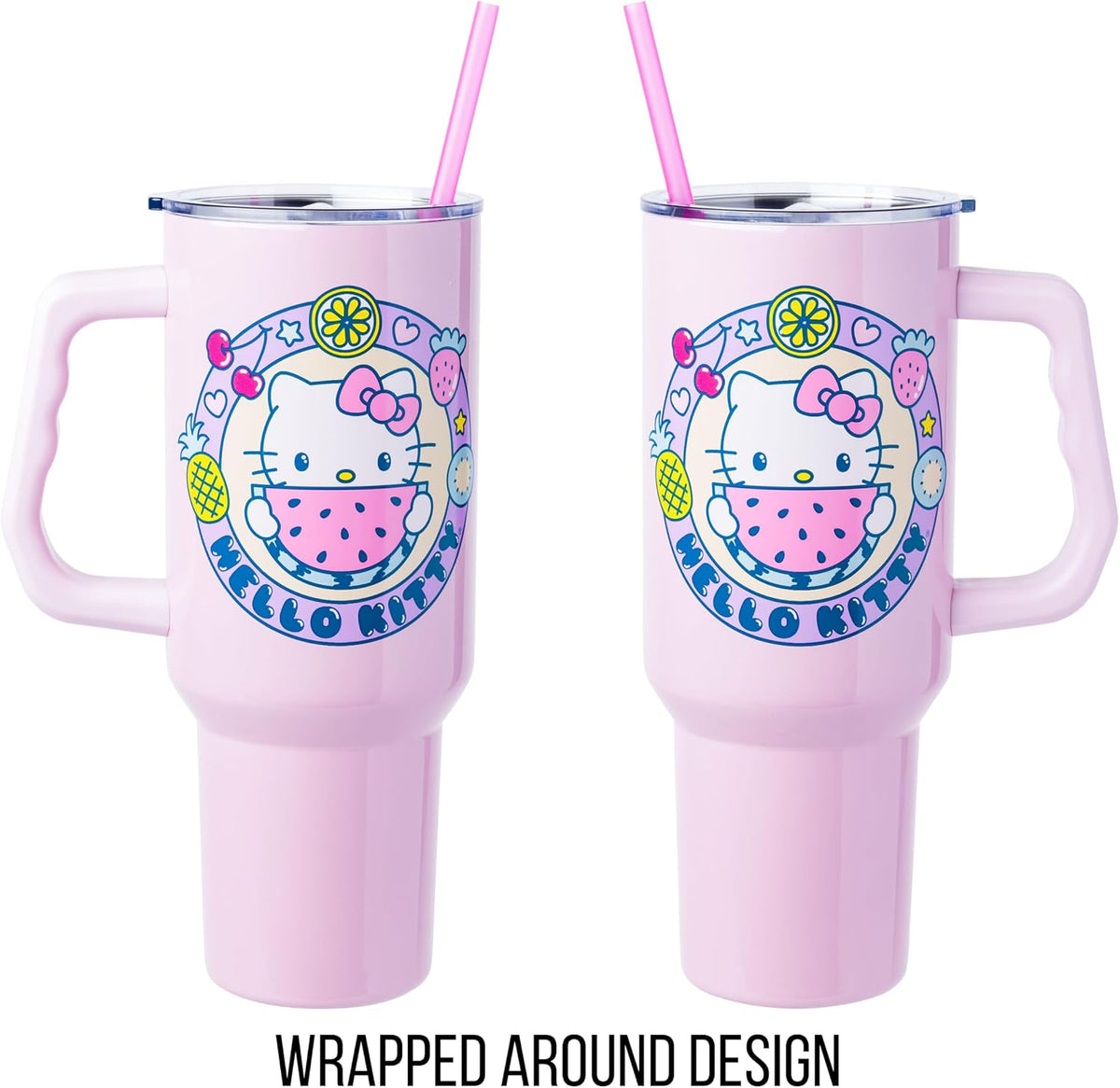 Betty Boop Core Cute Pose, Stainless Steel Tumbler, 40oz | Sitting, Hearts and Dots, Straw Cover Cap, Handle, Lid, Double Walled, Fits in Cup Holder, 1.18 Liters - Colors A