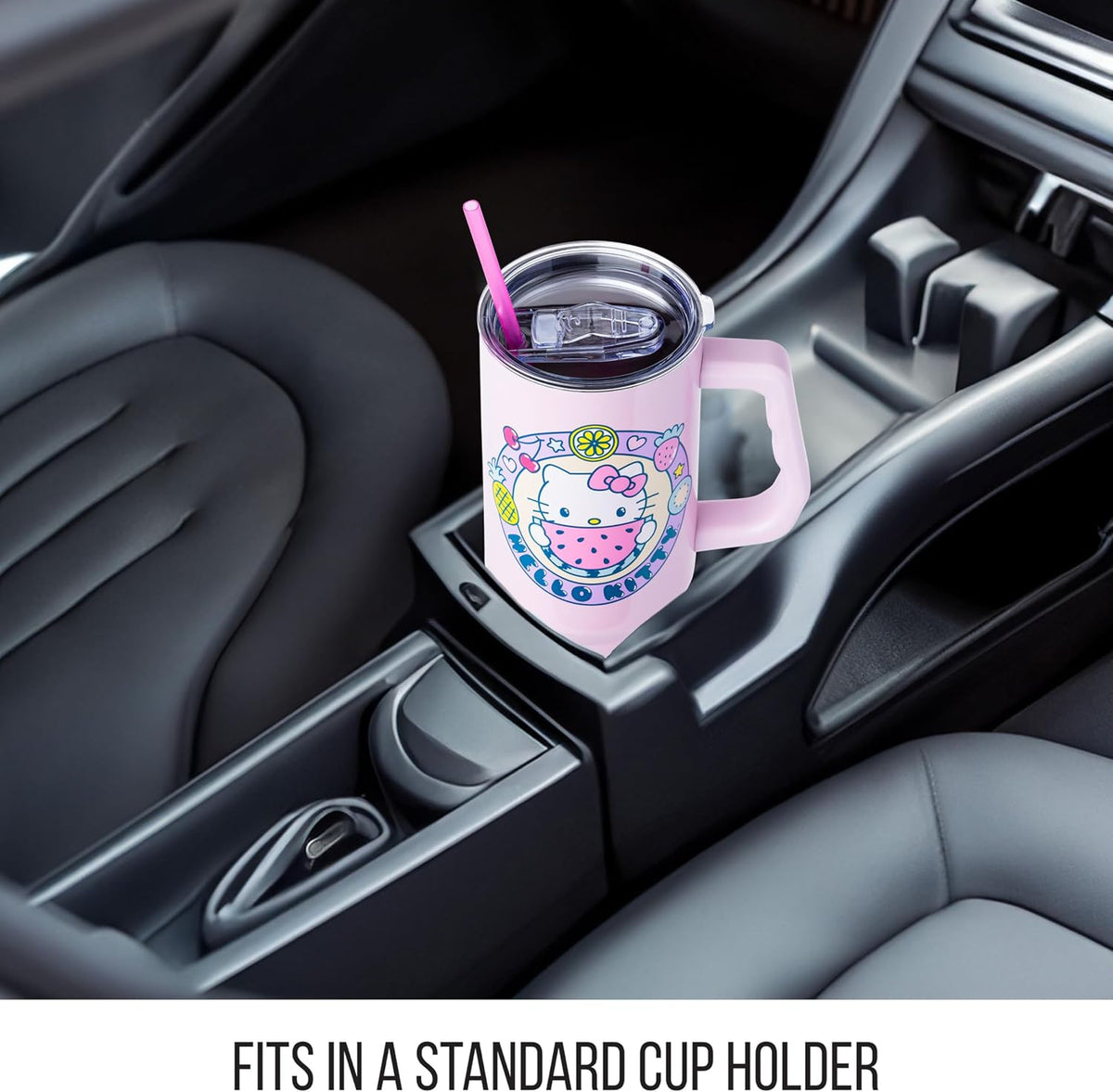 Betty Boop Core Cute Pose, Stainless Steel Tumbler, 40oz | Sitting, Hearts and Dots, Straw Cover Cap, Handle, Lid, Double Walled, Fits in Cup Holder, 1.18 Liters - Colors A