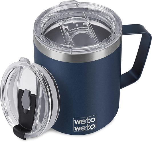 14 oz Insulated Coffee Mug, Vacuum Camping Mug with Lid, Handle