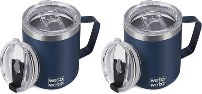 14 oz Insulated Coffee Mug, Vacuum Camping Mug with Lid, Handle