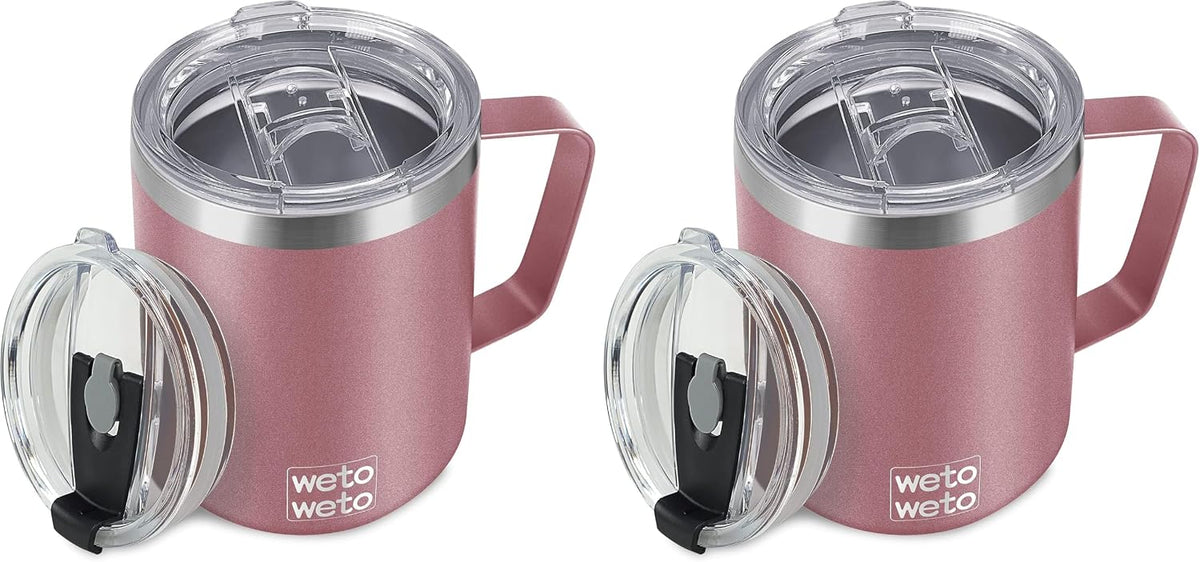 14 oz Insulated Coffee Mug, Vacuum Camping Mug with Lid, Handle