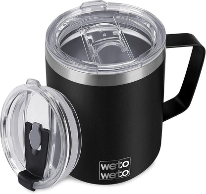 14 oz Insulated Coffee Mug, Vacuum Camping Mug with Lid, Handle