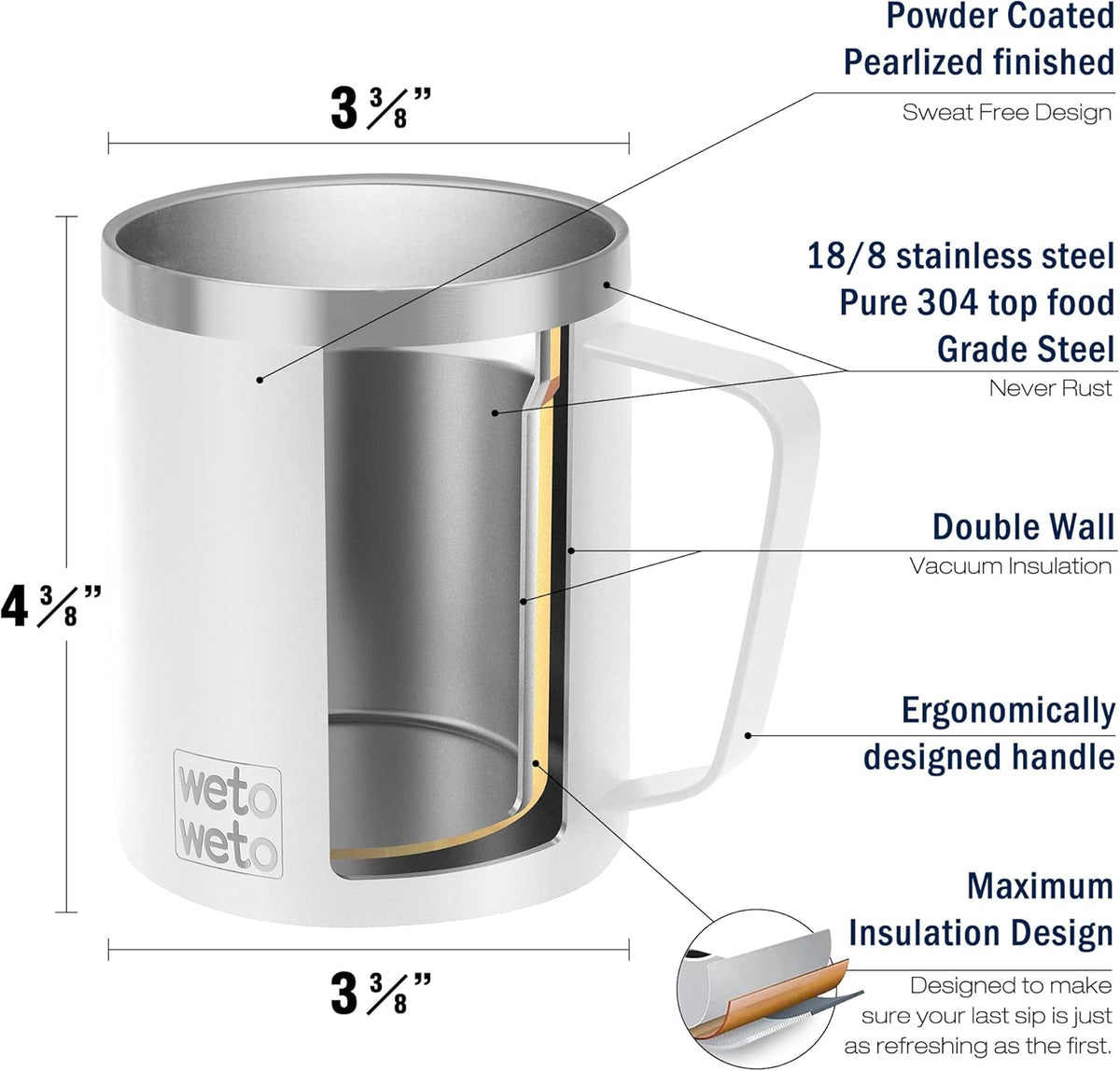 14 oz Insulated Coffee Mug, Vacuum Camping Mug with Lid, Handle