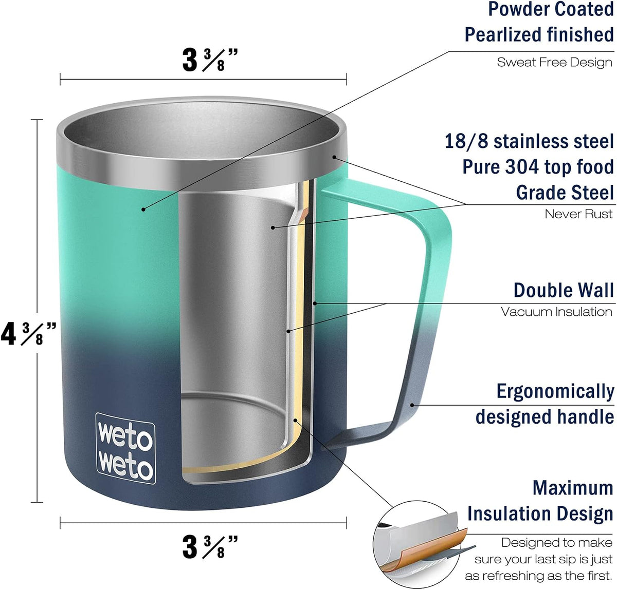 14 oz Insulated Coffee Mug, Vacuum Camping Mug with Lid, Handle