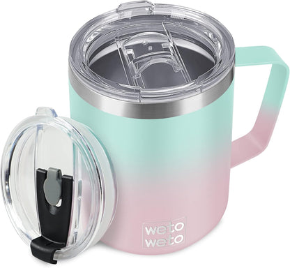 14 oz Insulated Coffee Mug, Vacuum Camping Mug with Lid, Handle
